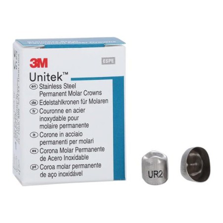 3M Unitek Stainless Steel Crowns Size 2 1st Perm URB Replacement Crowns 5/Bx