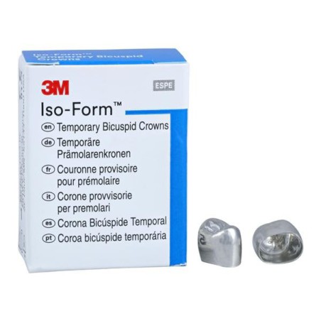 3M Iso-Form Temporary Metal Crowns Size U52 2nd UR Bic Replacement Crowns 5/Bx