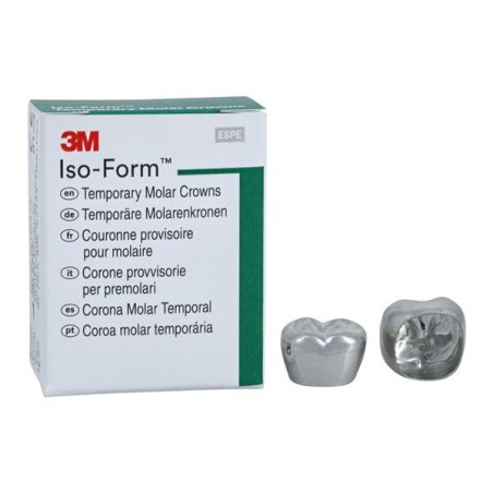 3M Iso-Form Temporary Metal Crowns Size L76 2nd LRM Replacement Crowns 5/Bx