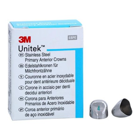 3M Unitek SS Crowns Size 4U Prim Ant Upr Cspd Replacement Crowns 5/Bx