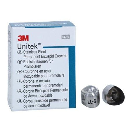 3M Unitek Stainless Steel Crowns Size 6 1st Perm LLB Replacement Crowns 5/Bx