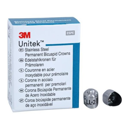 3M Unitek Stainless Steel Crowns Size 2 1st Perm LLB Replacement Crowns 5/Bx