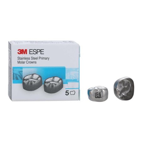 3M Stainless Steel Crowns Size EUL6 2nd Prim ULM Replacement 5/Bx