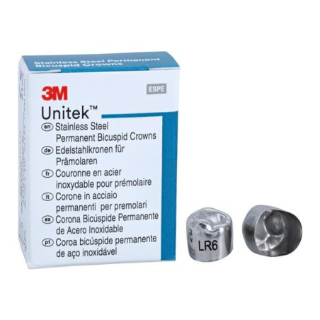 3M Unitek Stainless Steel Crowns Size 6 2nd Perm LRB Replacement Crowns 5/Bx