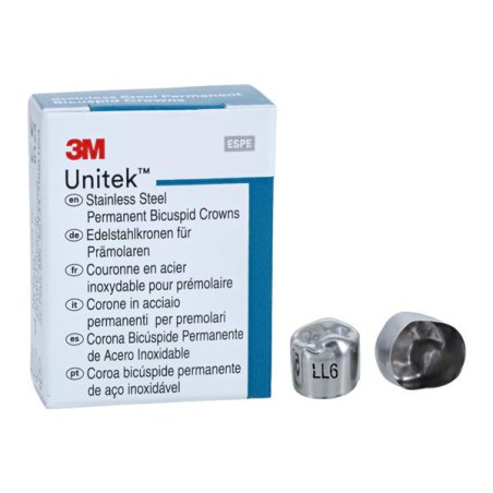 3M Unitek Stainless Steel Crowns Size 6 2nd Perm LLB Replacement Crowns 5/Bx