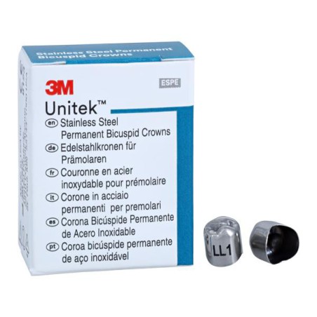 3M Unitek Stainless Steel Crowns Size 1 2nd Perm LLB Replacement Crowns 5/Bx