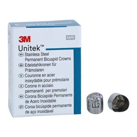 3M Unitek Stainless Steel Crowns Size 2 2nd Perm LLB Replacement Crowns 5/Bx