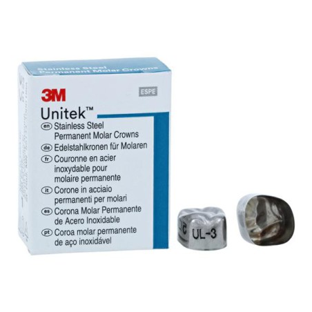 3M Unitek Stainless Steel Crowns Size 3 1st Perm ULM Replacement Crowns 5/Bx