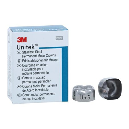 3M Unitek Stainless Steel Crowns Size 5 2nd Perm LLM Replacement Crowns 5/Bx