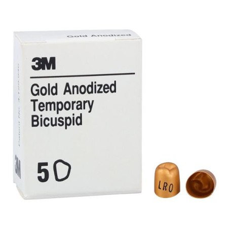 3M Unitek Gold Anodized Crowns Size 0 2nd LRB Replacement Crowns 5/Bx