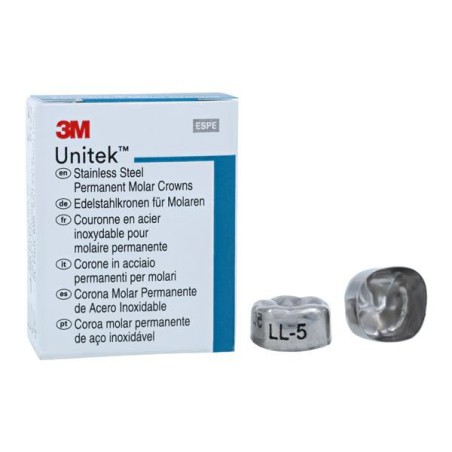 3M Unitek Stainless Steel Crowns Size 5 1st Perm LLM Replacement Crowns 5/Bx