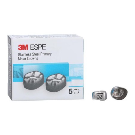 3M Stainless Steel Crowns Size DLR2 1st Pri LRM Replacement 5/Bx