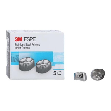 3M Stainless Steel Crowns Size DLR5 1st Pri LRM Replacement 5/Bx