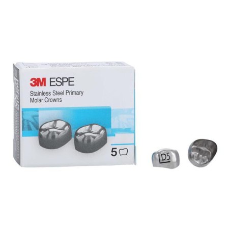 3M Stainless Steel Crowns Size DUL5 1st Pri ULM Replacement 5/Bx