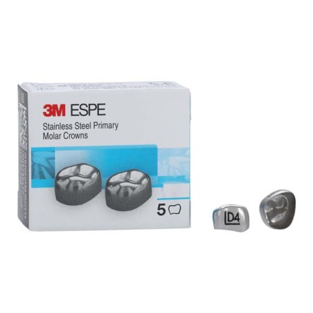 3M Stainless Steel Crowns Size DUL4 1st Pri ULM Replacement 5/Bx