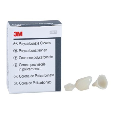 3M Polycarbonate Crowns Size 34 Rght Cspd Upr&Lwr Replacement Crowns 5/Bx