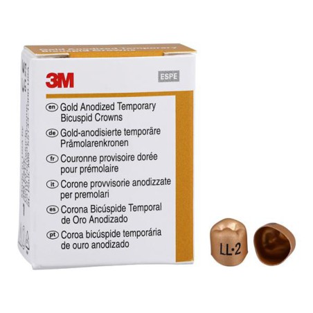 3M Unitek Gold Anodized Crowns Size 2 1st LLB Replacement Crowns 5/Bx