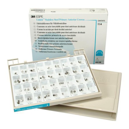 3M Unitek Stainless Steel Crowns Size Assorted Primary Anterior Set 72/Bx