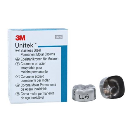 3M Unitek Stainless Steel Crowns Size 6 2nd Perm LLM Replacement Crowns 5/Bx