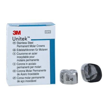 3M Unitek Stainless Steel Crowns Size 6 1st Perm ULM Replacement Crowns 5/Bx