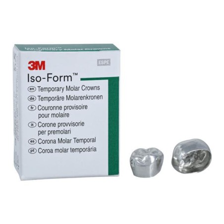 3M Iso-Form Temporary Metal Crowns Size U72 2nd UR Mol Replacement Crowns 5/Bx