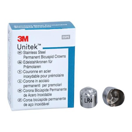 3M Unitek Stainless Steel Crowns Size 4 2nd Perm LRB Replacement Crowns 5/Bx