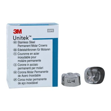 3M Unitek Stainless Steel Crowns Size 4 1st Perm LLM Replacement 5/Bx