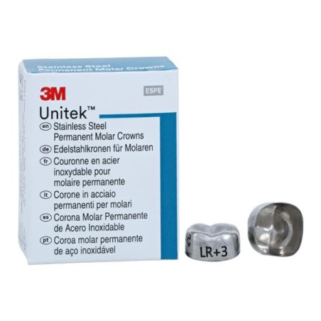 3M Unitek Stainless Steel Crowns Size 3 2nd Perm LRM Replacement Crowns 5/Bx