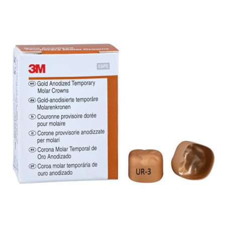 3M Unitek Gold Anodized Crowns Size 3 1st URM Replacement Crowns 5/Bx