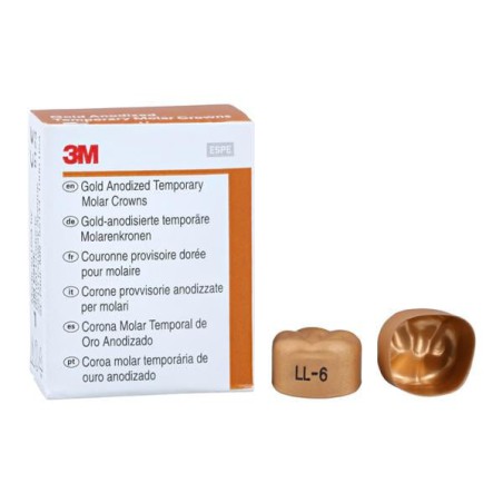 3M Unitek Gold Anodized Crowns Size 6 1st LLM Replacement Crowns 5/Bx