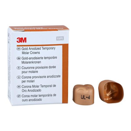 3M Unitek Gold Anodized Crowns Size 4 1st ULM Replacement Crowns 5/Bx