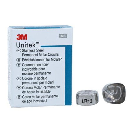 3M Unitek Stainless Steel Crowns Size 3 1st Perm LRM Replacement 5/Bx