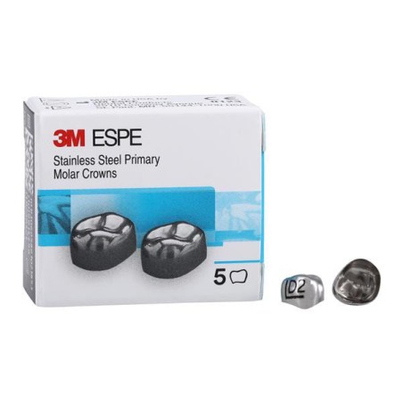 3M Stainless Steel Crowns Size DUL2 1st Pri ULM Replacement 5/Bx