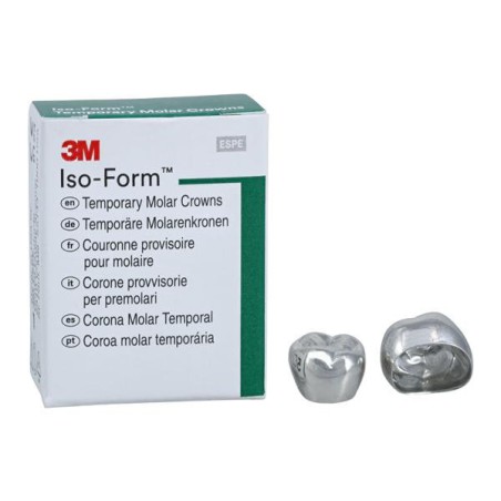 3M Iso-Form Temporary Metal Crowns Size U75 2nd UL Mol Replacement Crowns 5/Bx