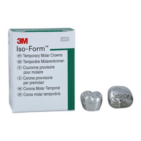 3M Iso-Form Temporary Metal Crowns Size U77 2nd UL Mol Replacement Crowns 5/Bx