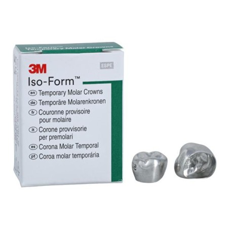 3M Iso-Form Temporary Metal Crowns Size U74 2nd UR Mol Replacement Crowns 5/Bx