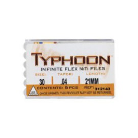 Typhoon Infinite Rotary File 21 mm Size 30 Nickel Titanium Blue 0.04 6/Pk