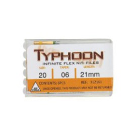 Typhoon Infinite Rotary File 21 mm Size 20 Nickel Titanium Yellow 0.06 6/Pk