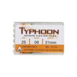 Typhoon Infinite Rotary File 21 mm Size 25 Nickel Titanium Red 0.06 6/Pk