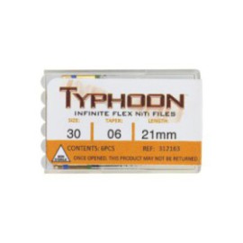 Typhoon Infinite Rotary File 21 mm Size 30 Nickel Titanium Blue 0.06 6/Pk