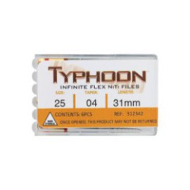 Typhoon Infinite Rotary File 31 mm Size 25 Nickel Titanium Red 0.04 6/Pk