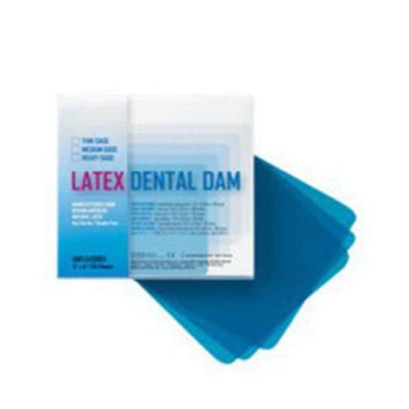 Latex Rubber Dam 5 in x 5 in Thin Gauge Blue Unflavored 52/Bx