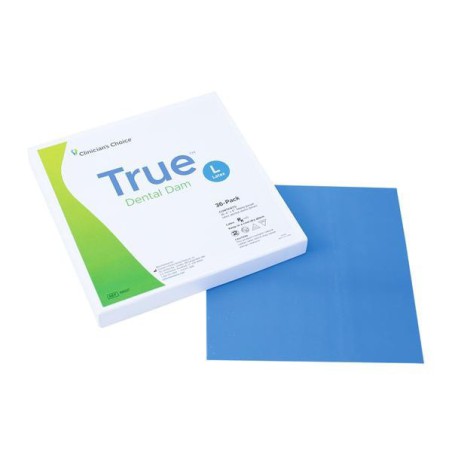 True Dental Dam Latex Rubber Dam 6 in x 6 in Hvy Ga Bl Unflvrd Unscntd 36/Bx