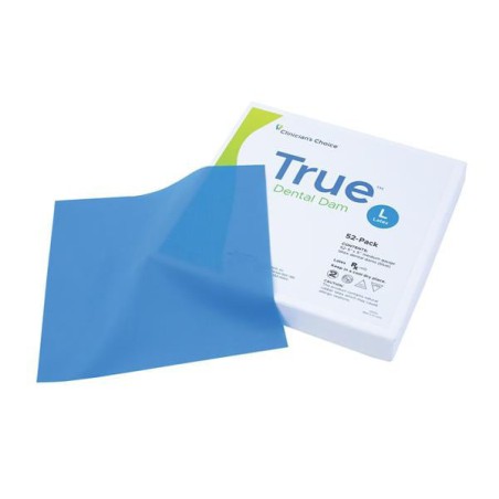 True Dental Dam Latex Rubber Dam 5 in x 5 in Med Ga Bl Unflvrd Unscntd 52/Bx