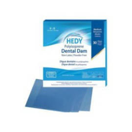 Hedy Polyisoprene Dental Dam Latex-Free Rubber Dam 6 in x 6 in Hvy Ga Bl 30/Bx