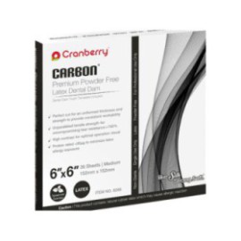 Cranberry Carbon Latex Rubber Dam 6 in x 6 in Medium Gauge Blk Mnt Scntd 36/Box