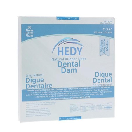 Hedy Dental Dam Latex Rubber Dam Medium Gauge Blue 36/Bx