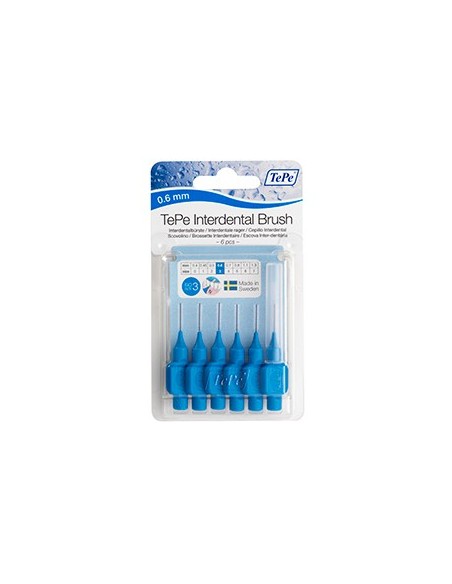 فرشاة تي بي للتنظيف بين الأسنان - أزرق   0.6 مم  عبوة من 6 قطع 