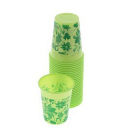 Monoart Plastic Cups, 200cc, Color Floral Lime, PK/100