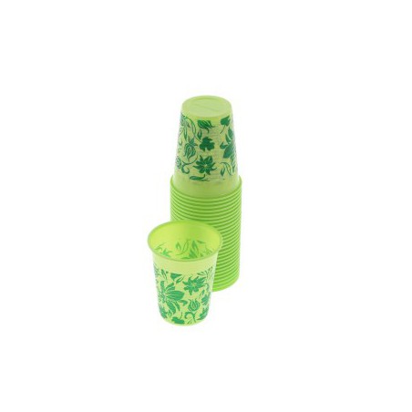 Monoart Plastic Cups, 200cc, Color Floral Lime, PK/100